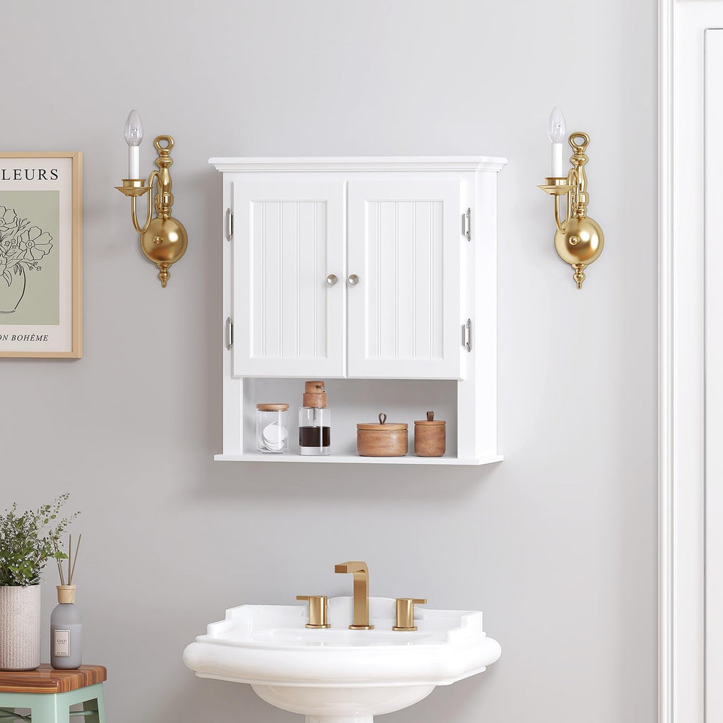 White Wall-Mounted Bathroom Cabinet V8344