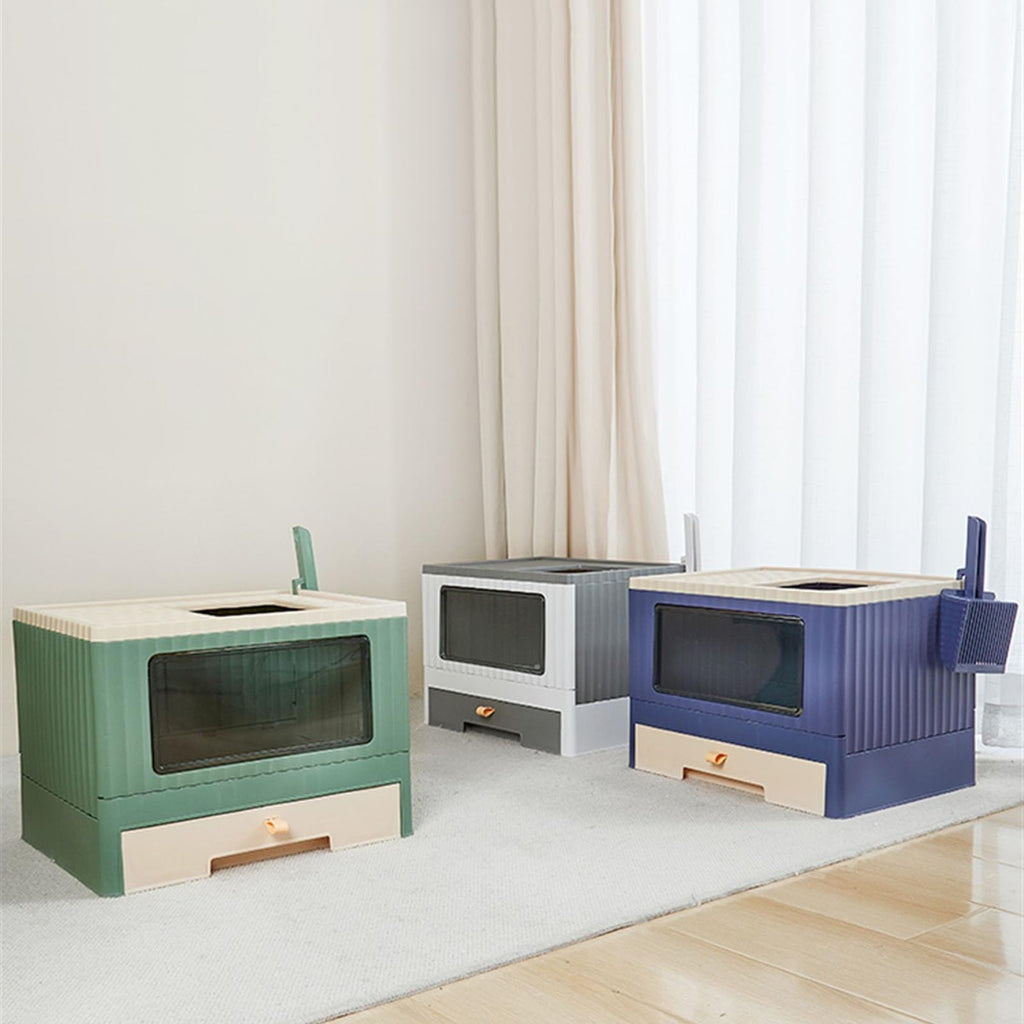 Foldable Top Entry Cat Litter Box with Lid J89812