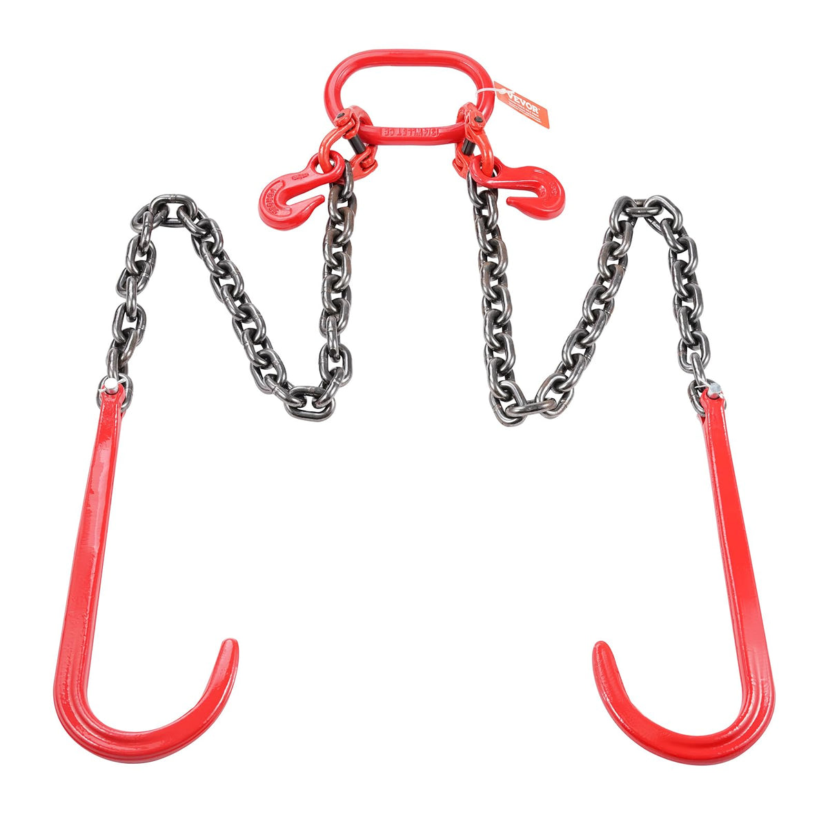 3/8" x 3' G80 V Bridle Towing Chain with J Hooks and Grab Hooks T4407