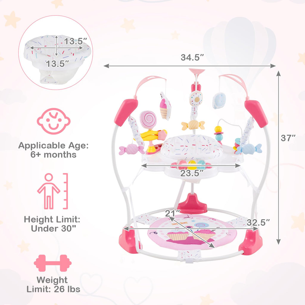 Pink Baby Bouncer Activity Center with Music Lights and Sounds C59243