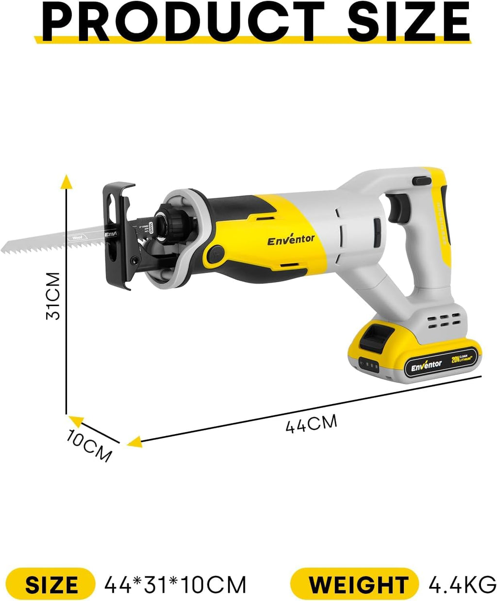 Reciprocating Saw with Brushless Motor, 20V, 2 x 2.0 Ah Batteries F9789