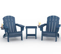 HDPE Folding Adirondack Chair Set of 2 with Side Table, Navy Blue N16216