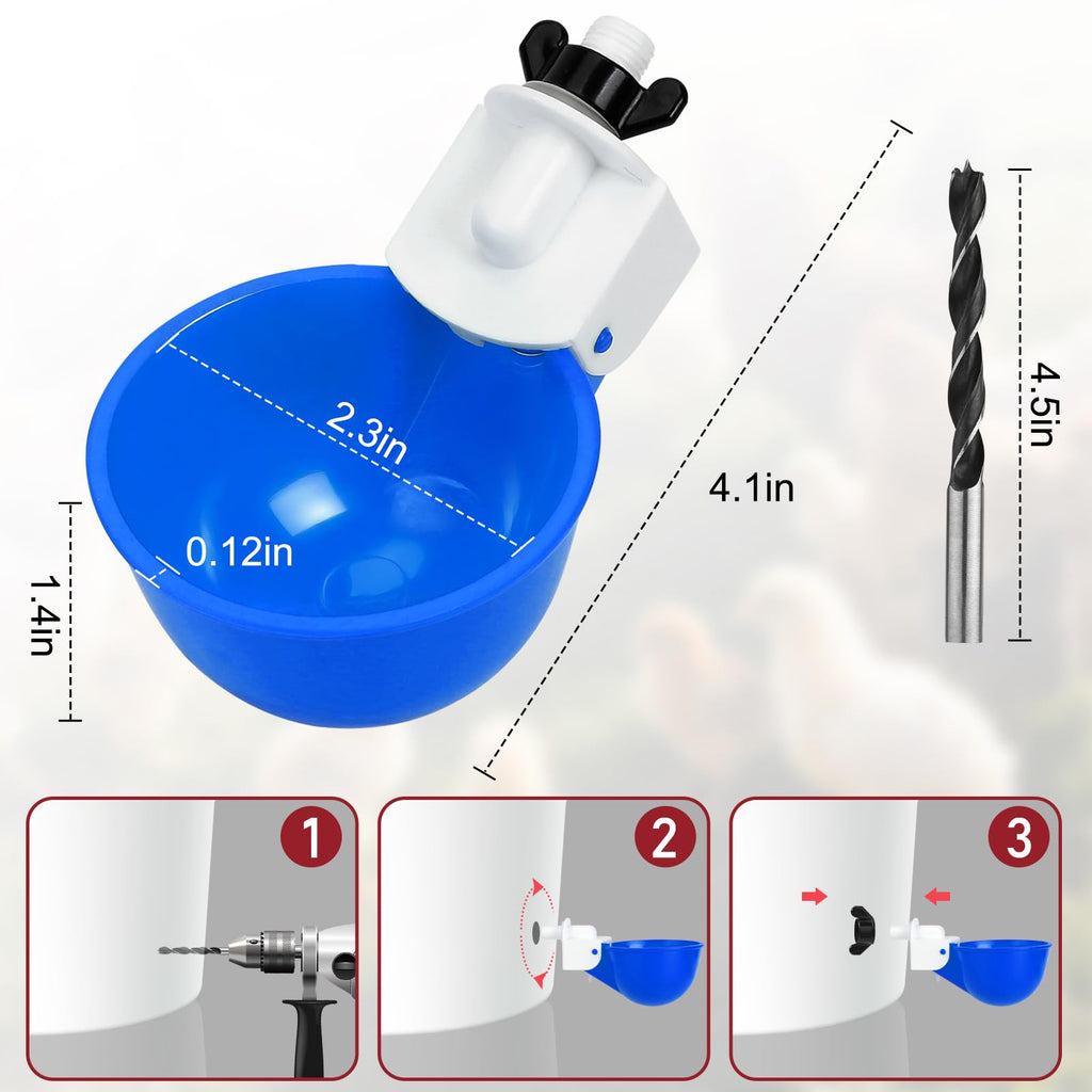 8 Pack Blue Automatic Chicken Waterer Cups G6052