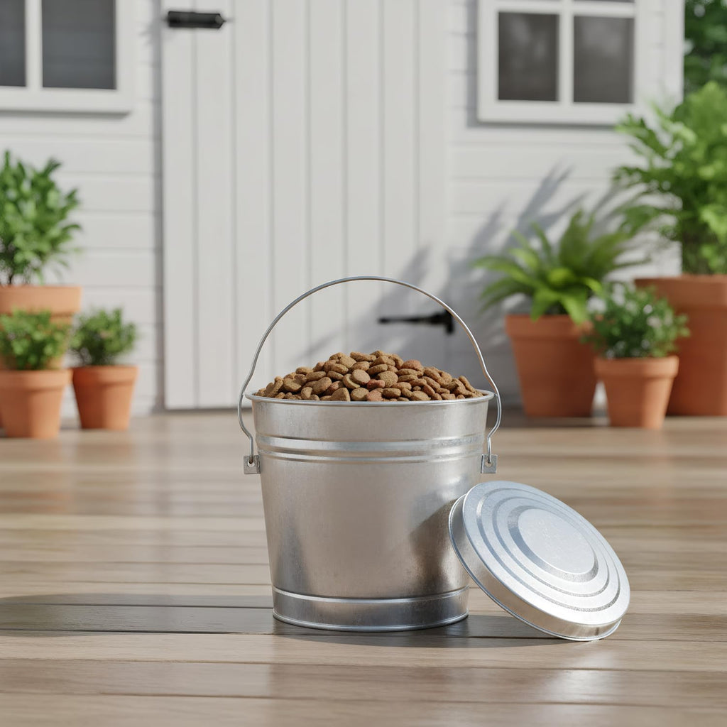 6-Gallon Galvanized Steel Locking Lid Trash Can B28123
