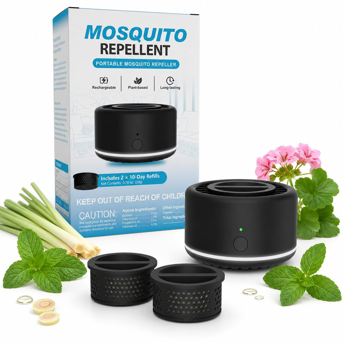 Rechargeable Mosquito Repeller with Refills P54446