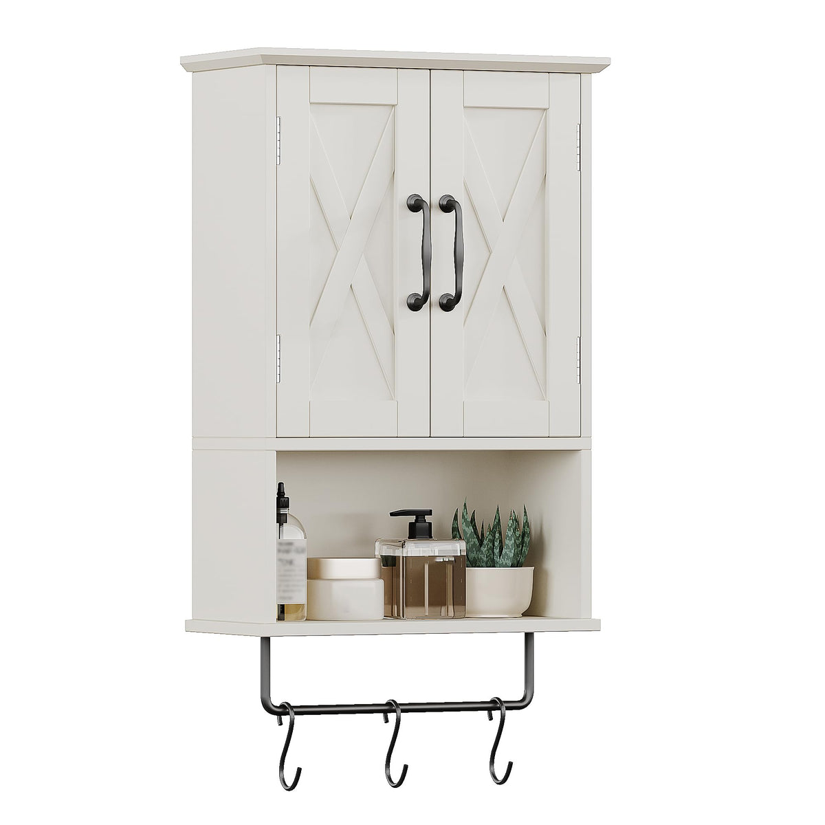 Small Medicine Cabinet with Towel Bar and 3 Hooks U1874