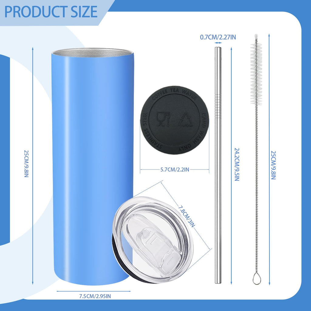 16 Pack 20oz Stainless Steel Insulated Tumblers with Lid and Straw E62256