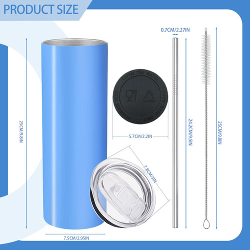 16 Pack 20oz Stainless Steel Insulated Tumblers with Lid and Straw E62256