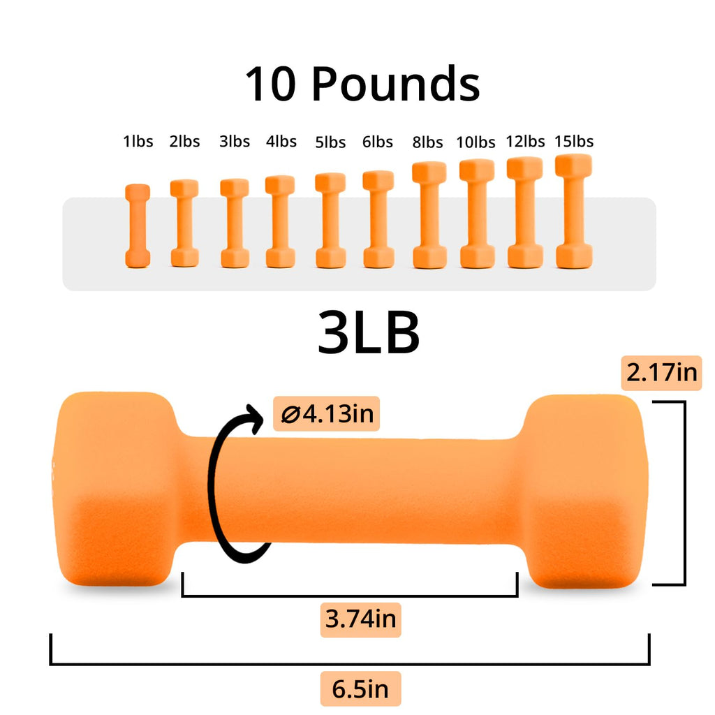 Neoprene Dumbbells Set, 1-15 LB, Anti-Slip, Hex Shape N1038