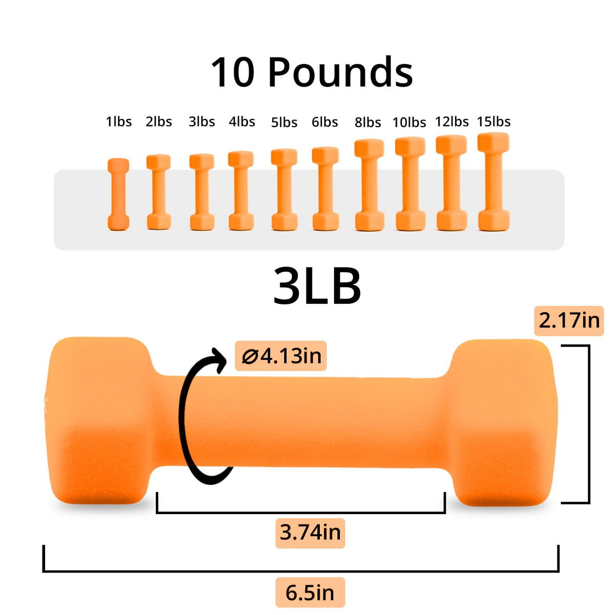 Neoprene Dumbbells Set, 1-15 LB, Anti-Slip, Hex Shape N1038