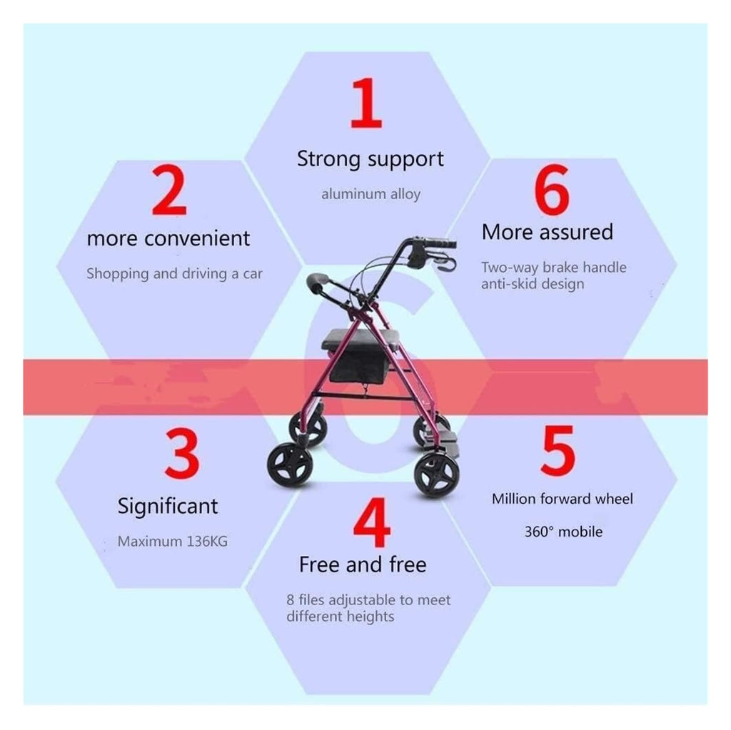 Folding Aluminum Rollator Walker with Seat A79491