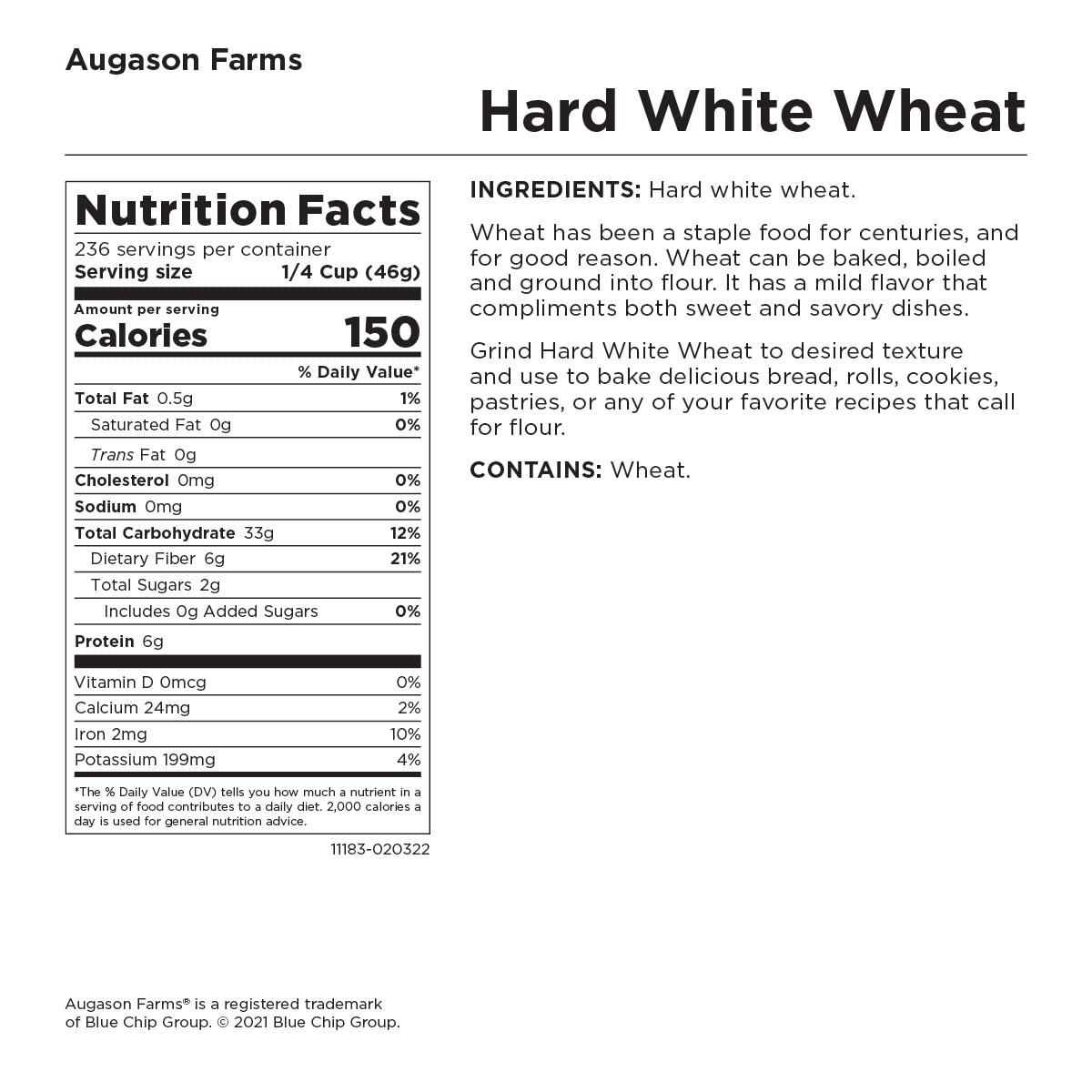 Hard White Wheat Emergency Food Storage 24 Pound Pail X39375