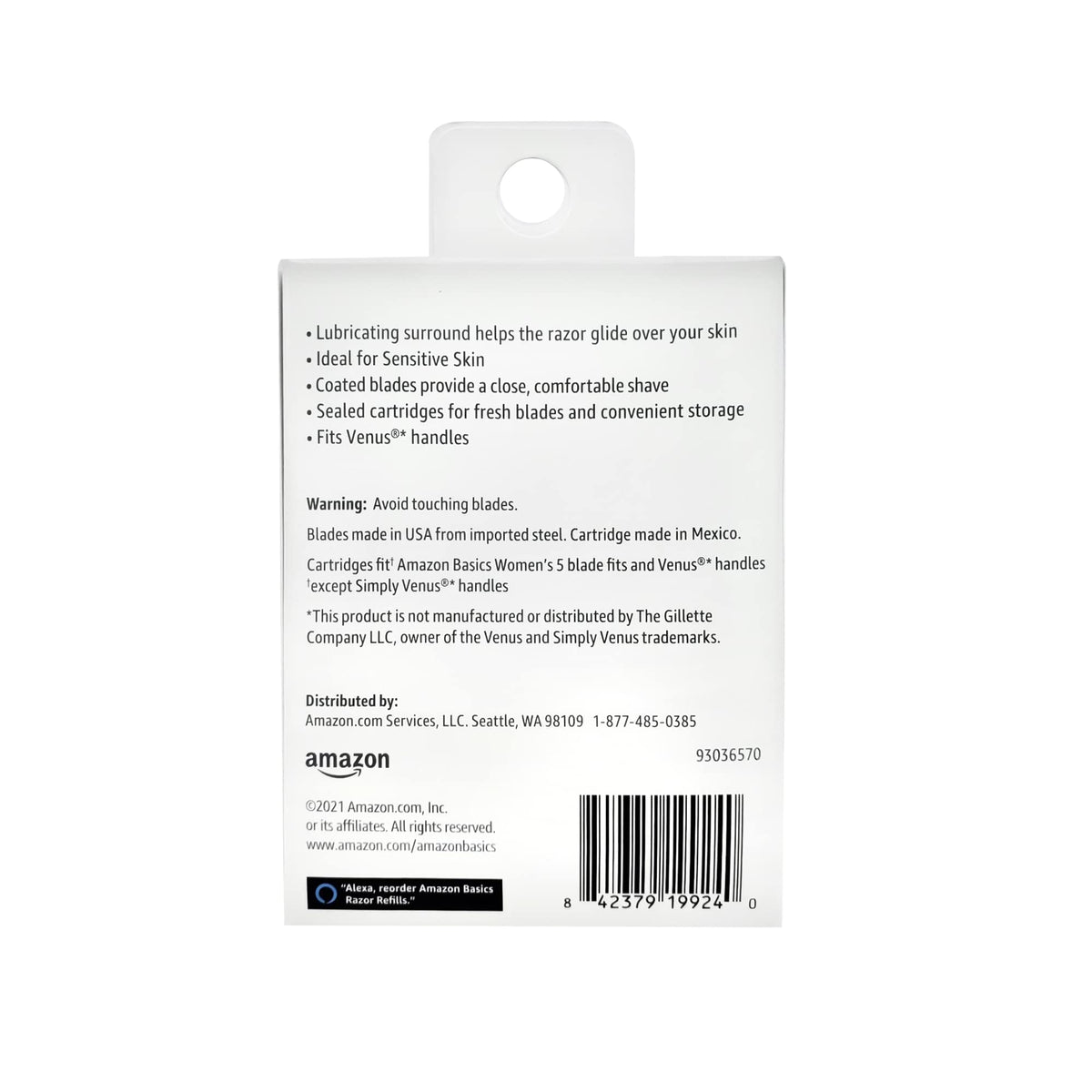 5-Blade Razor Refills, 6 Cartridges (Pack of 2) L9790