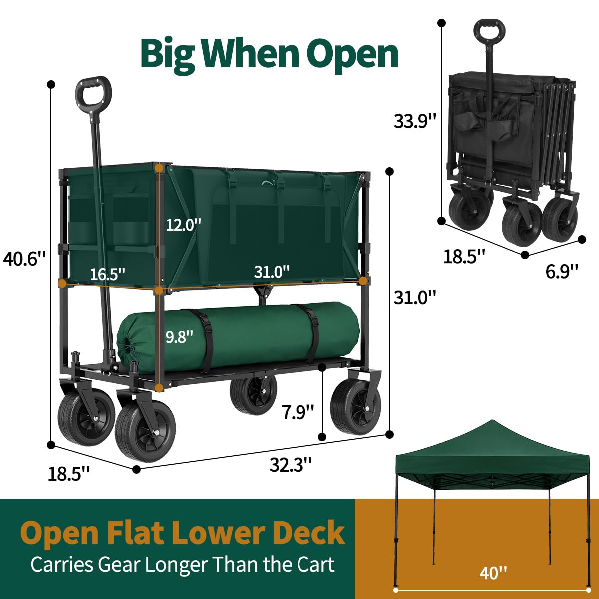 400L Double Decker Folding Wagon Cart A593