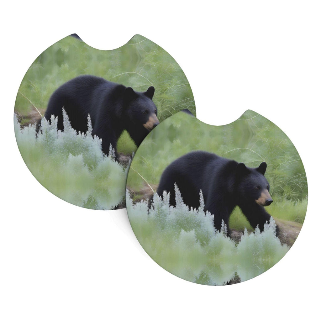 Black Bear Rubber Car Coasters Set of 2 U82914