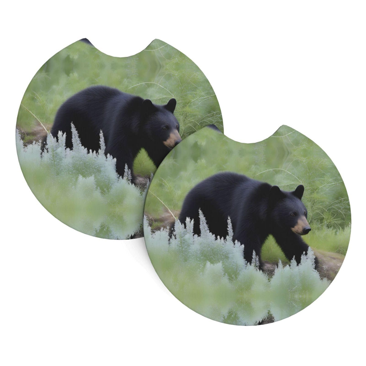 Black Bear Rubber Car Coasters Set of 2 U82914