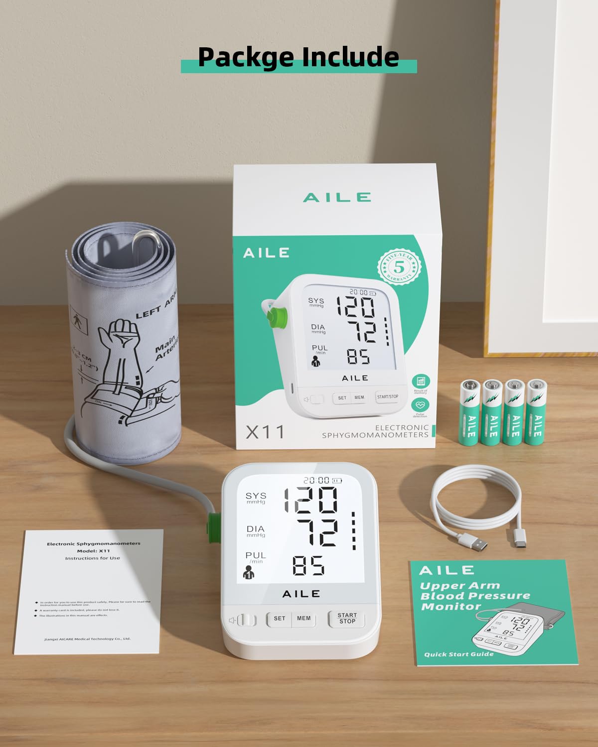 FDA Cleared Blood Pressure Monitor Large LCD Display Q190960