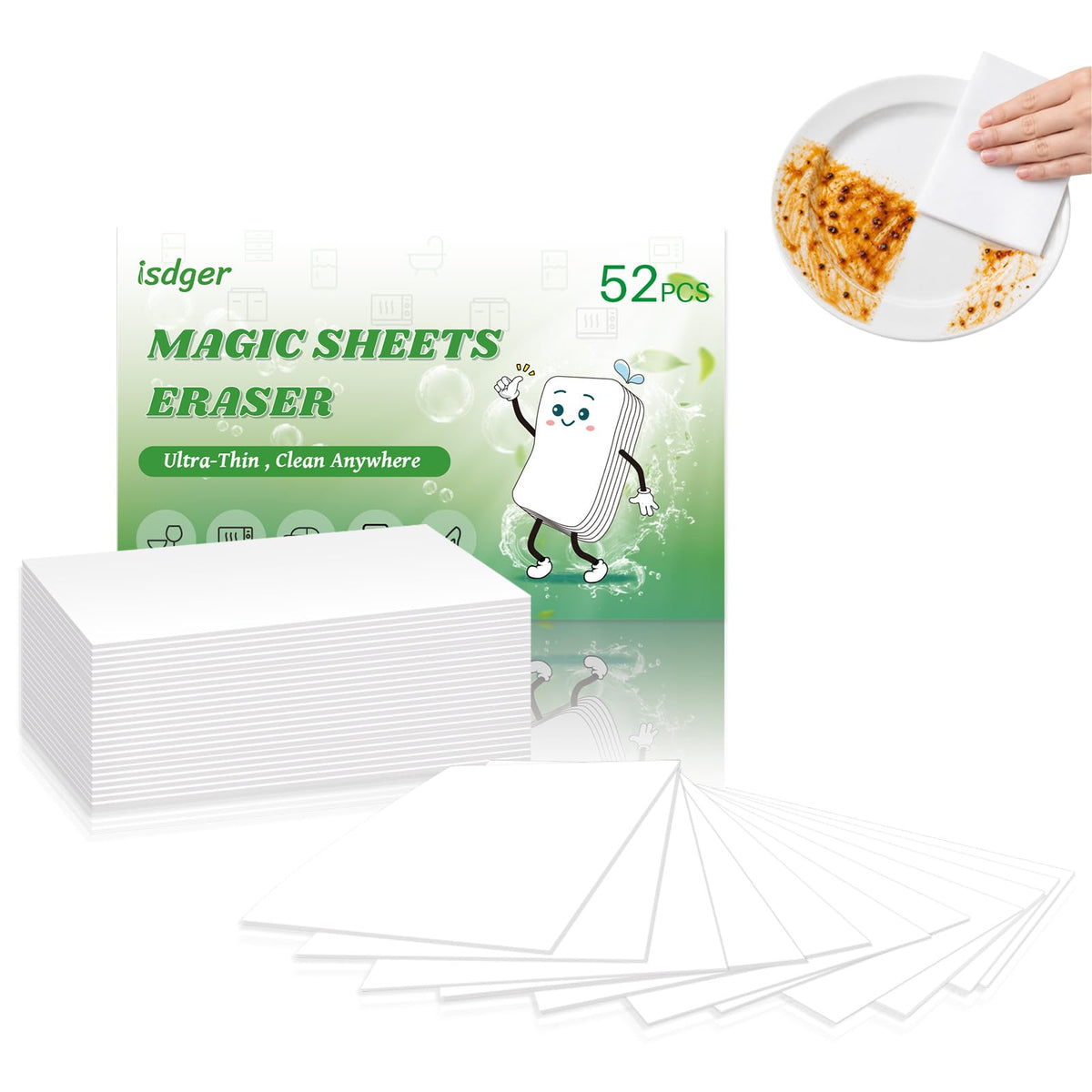 Magic Sponge Eraser Sheets, 52 Pack Dish Wipes Z50406