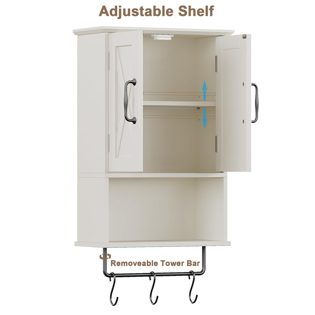 Small Medicine Cabinet with Towel Bar and 3 Hooks U1874