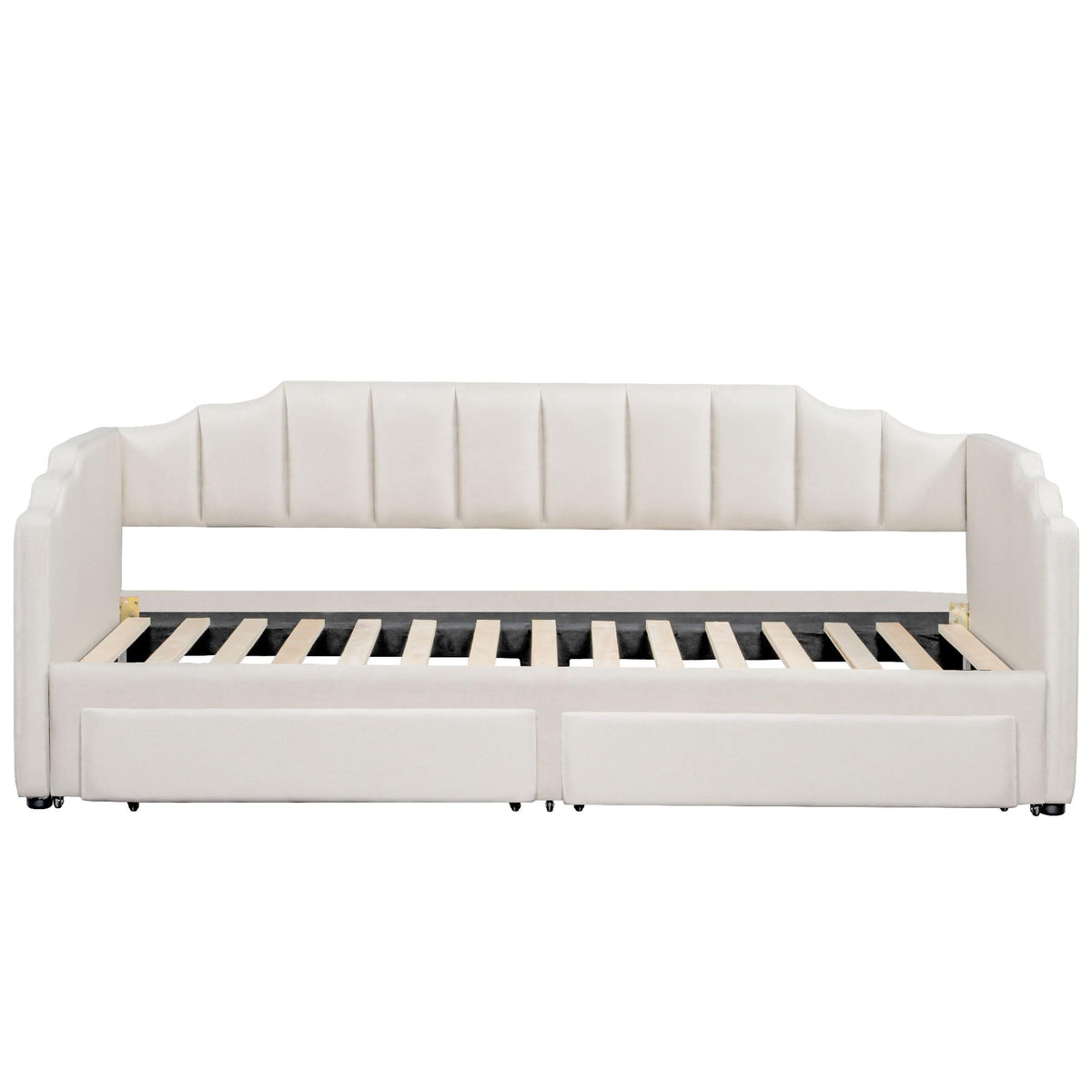 Twin XL to King Extendable Upholstered Daybed Frame with 2 Storage Drawers Y43329