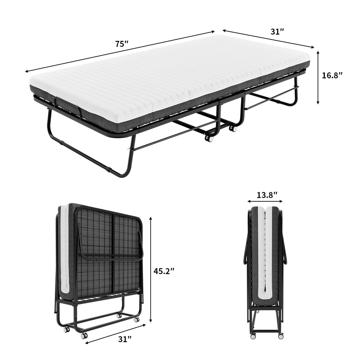 Folding Bed with Memory Foam Mattress E673070