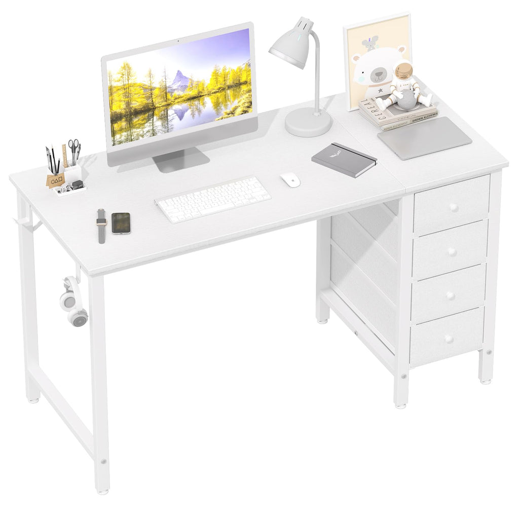 White 47 Inch Computer Desk with Drawers Q8278