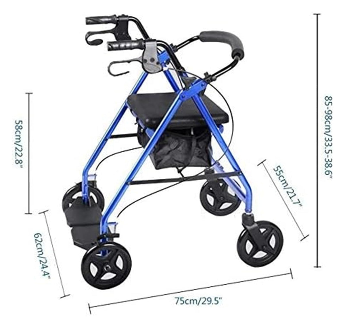 Folding Aluminum Rollator Walker with Seat A79491