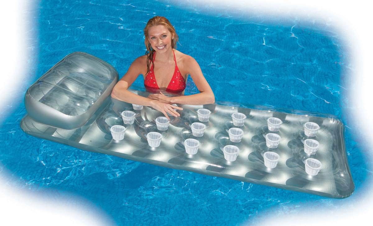18-Pocket Mattress Pool Lounger with Headrest 3 Pack D107