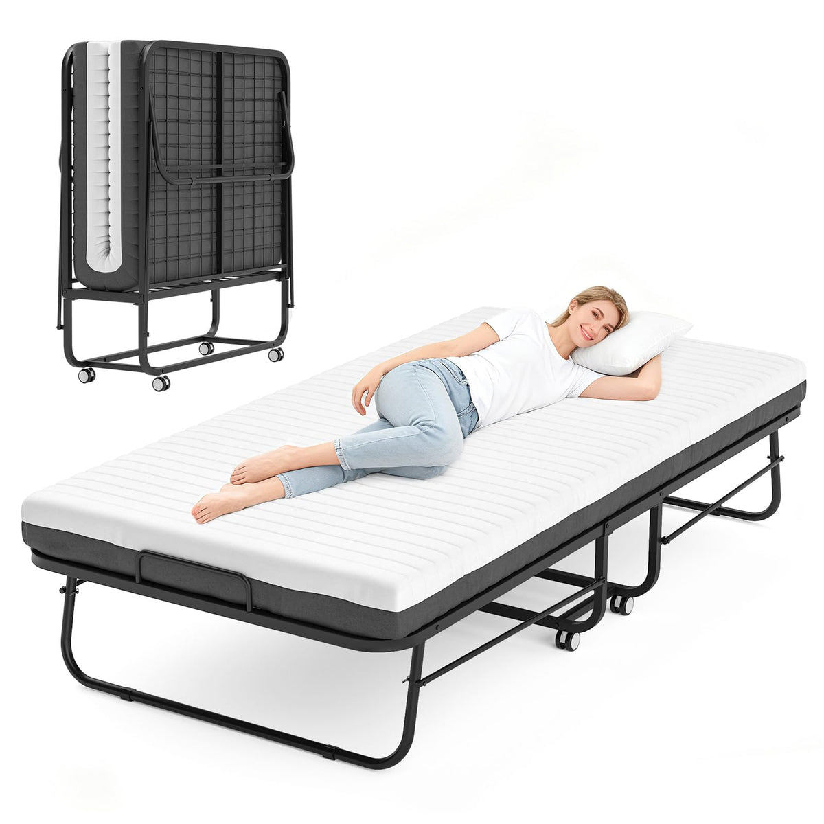 Folding Bed with Memory Foam Mattress E673070