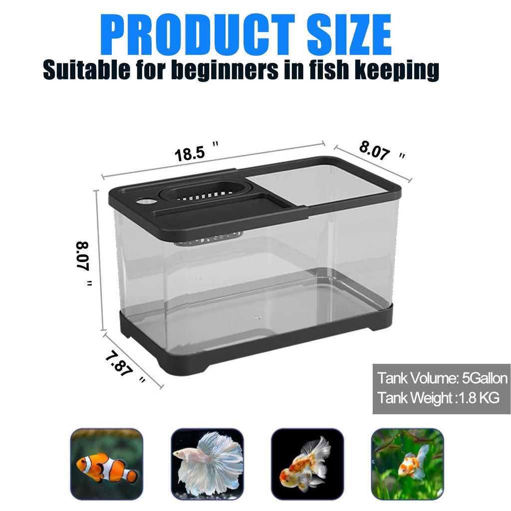 5 Gallon Plastic Aquarium Starter Kit with Filter and LED Light F95900