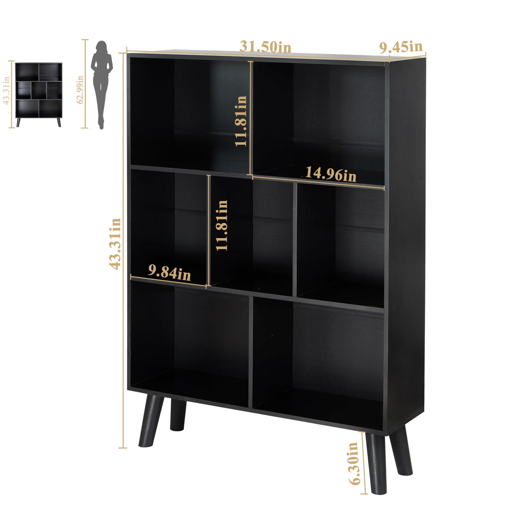 Black 3 Tier Wood Bookshelf P297
