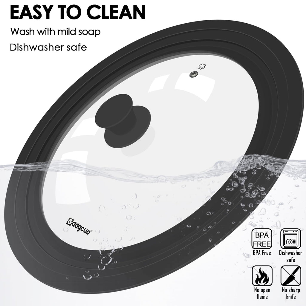 2 Pcs Universal Silicone Tempered Glass Pan Lids Dishwasher Safe X27185