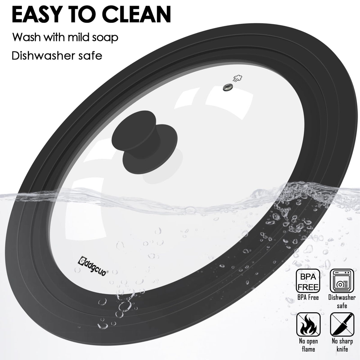 2 Pcs Universal Silicone Tempered Glass Pan Lids Dishwasher Safe X27185