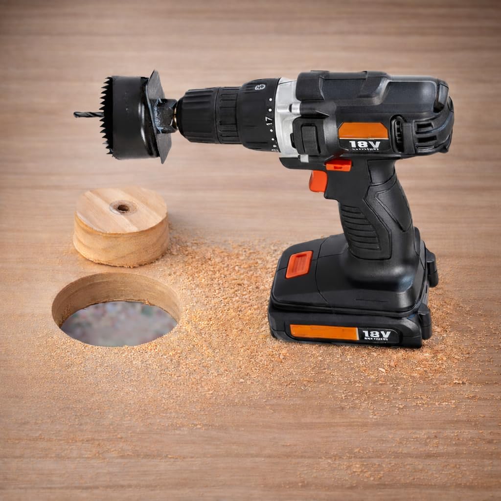 18V Cordless 3/8 in. Drill Driver & Hole Saw Kit with Battery and Charger N6556