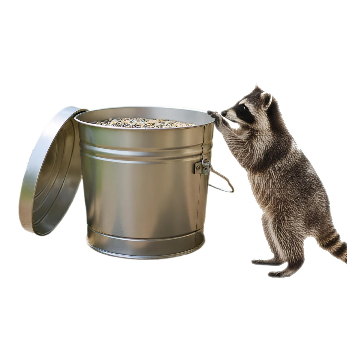 6-Gallon Galvanized Steel Locking Lid Trash Can B28123