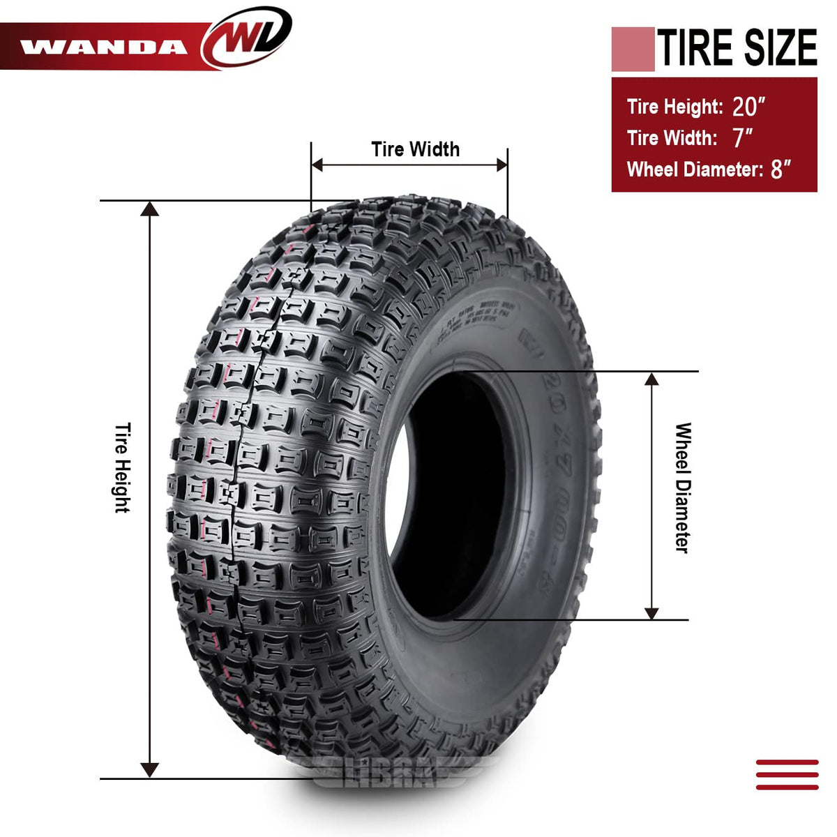 Set 2 ATV Tires 20x7-8 4PR V226