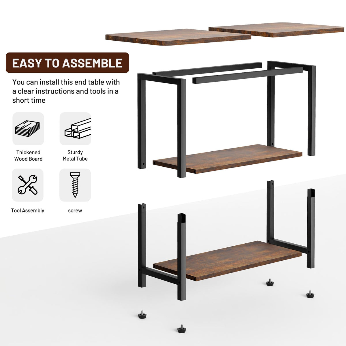 3-Tier Side Table with Storage Tabletop H5605