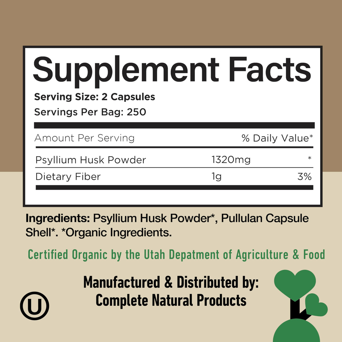Organic Psyllium Husk Capsules 660mg 500ct O94778