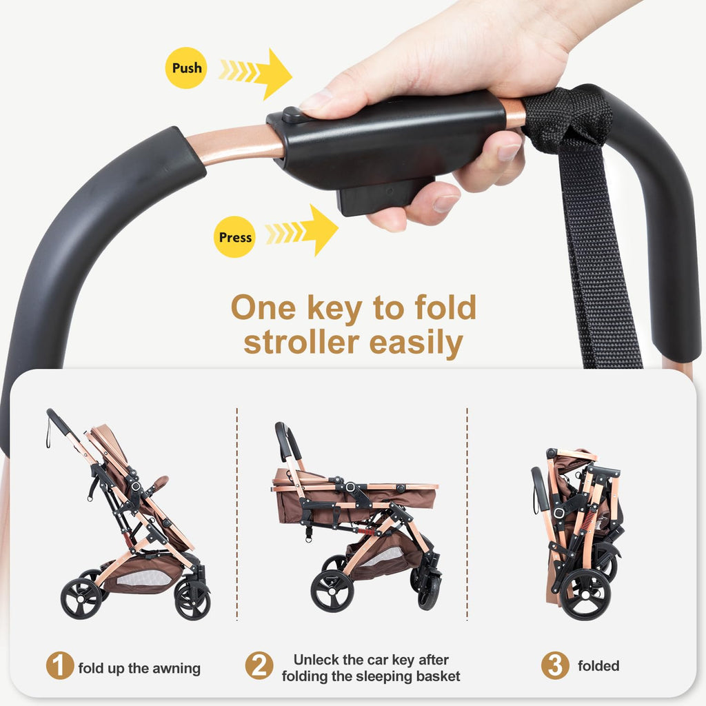 2 in 1 Foldable Baby Stroller with Adjustable Canopy T90242