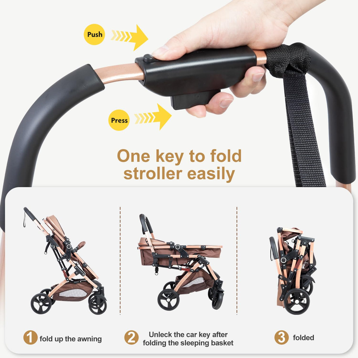 2 in 1 Foldable Baby Stroller with Adjustable Canopy T90242