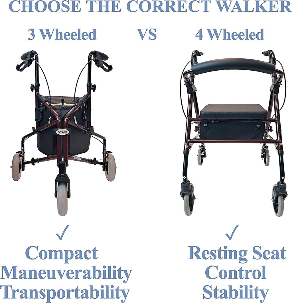 Lightweight Retractable 3 Wheel Walker with Balloon Tires C1156