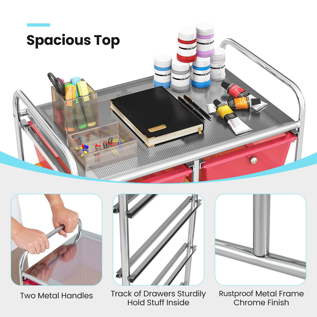 10 Drawer Rolling Storage Cart with Metal Frame Z248065