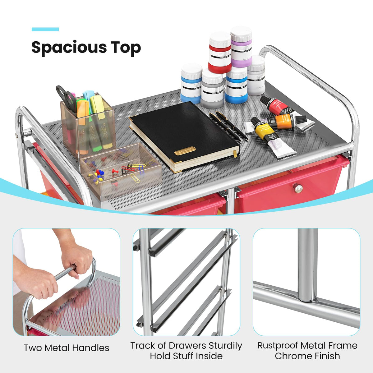 10 Drawer Rolling Storage Cart with Metal Frame Z248065