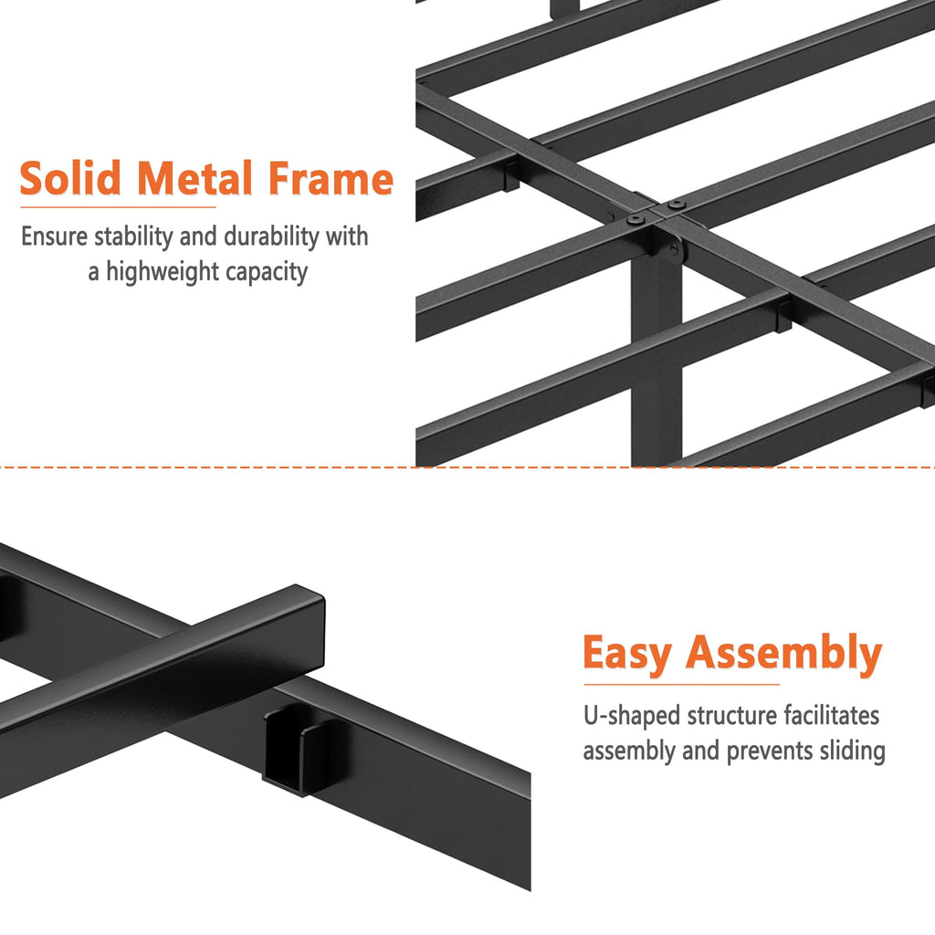 Queen Metal Bed Frame with Steel Slat Support M203820