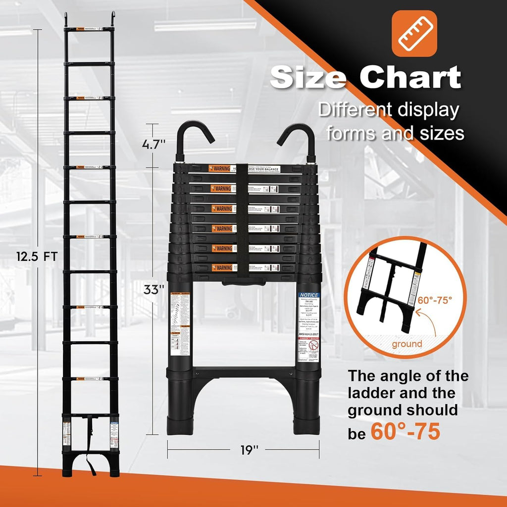 12.5FT Telescoping Extension Ladder X606498