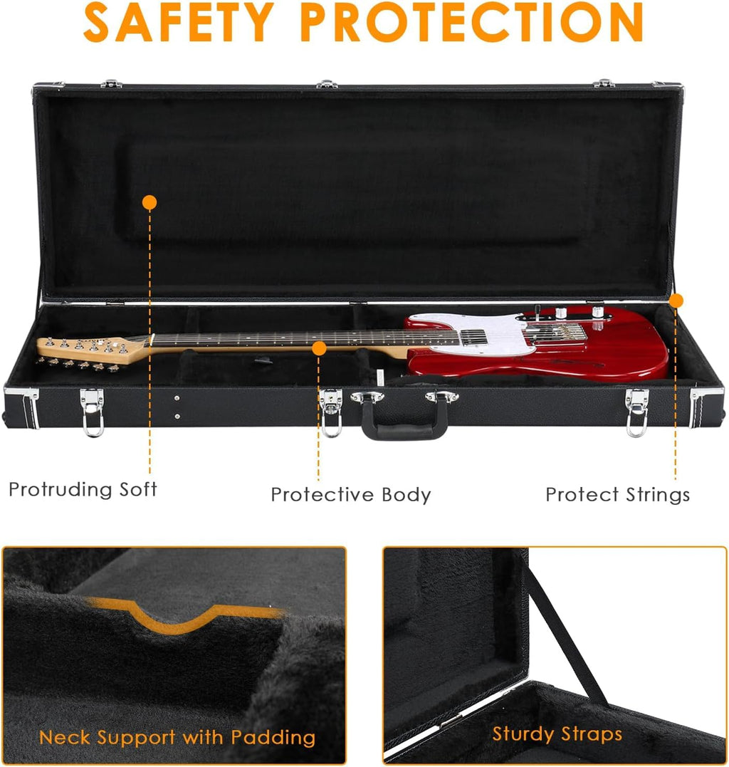 39-Inch Electric Guitar Hard Case with Thickened Padding, Black M84524
