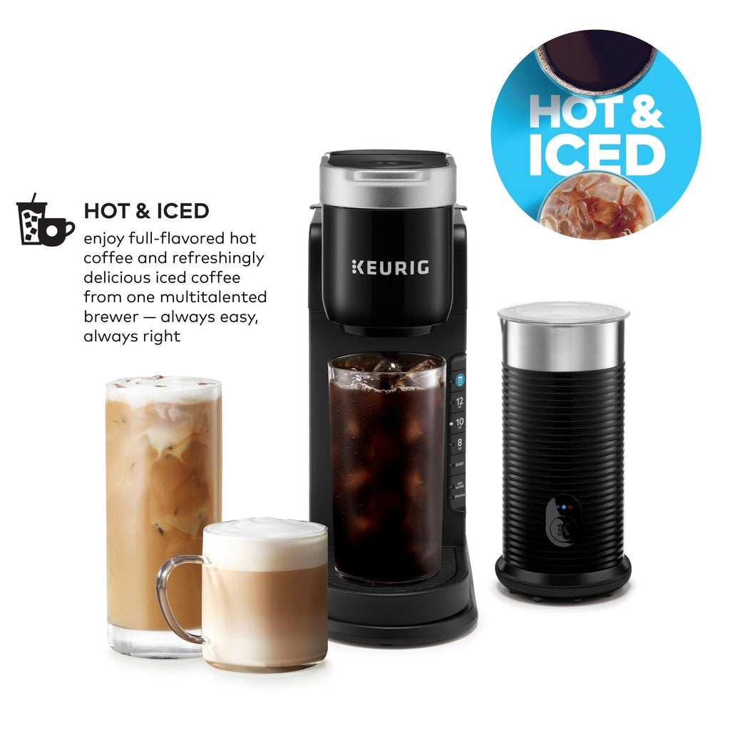 Single Serve Coffee Maker and Frother, 3 Brew Sizes, Black B911