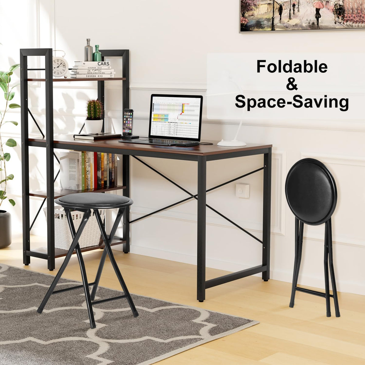 Black 18-Inch Folding Stool B174