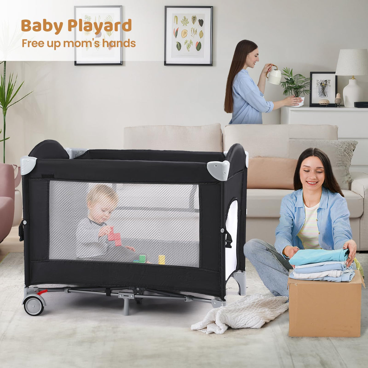 5-in-1 Pack and Play with Bassinet and Changing Table S852912