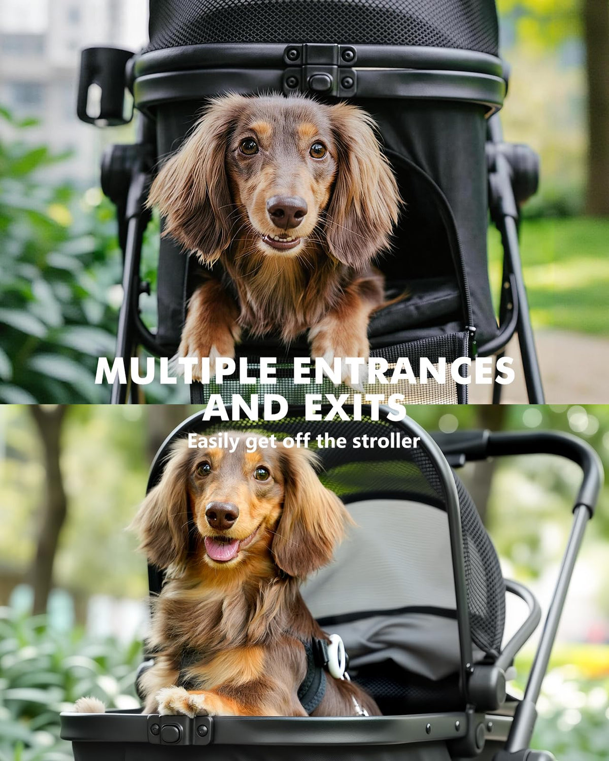 Black Foldable Pet Stroller with Detachable Carrier W51066